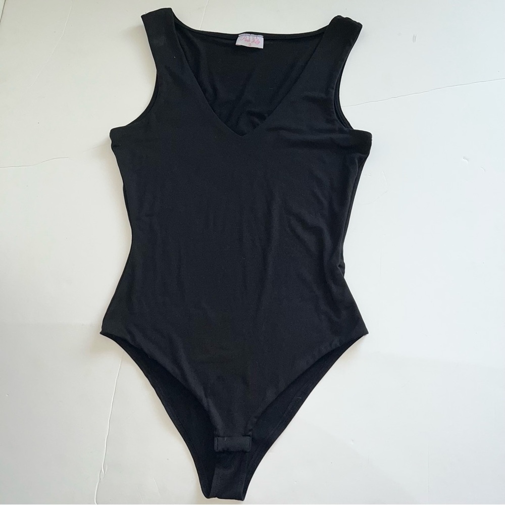 Black V-Neck Bodysuit